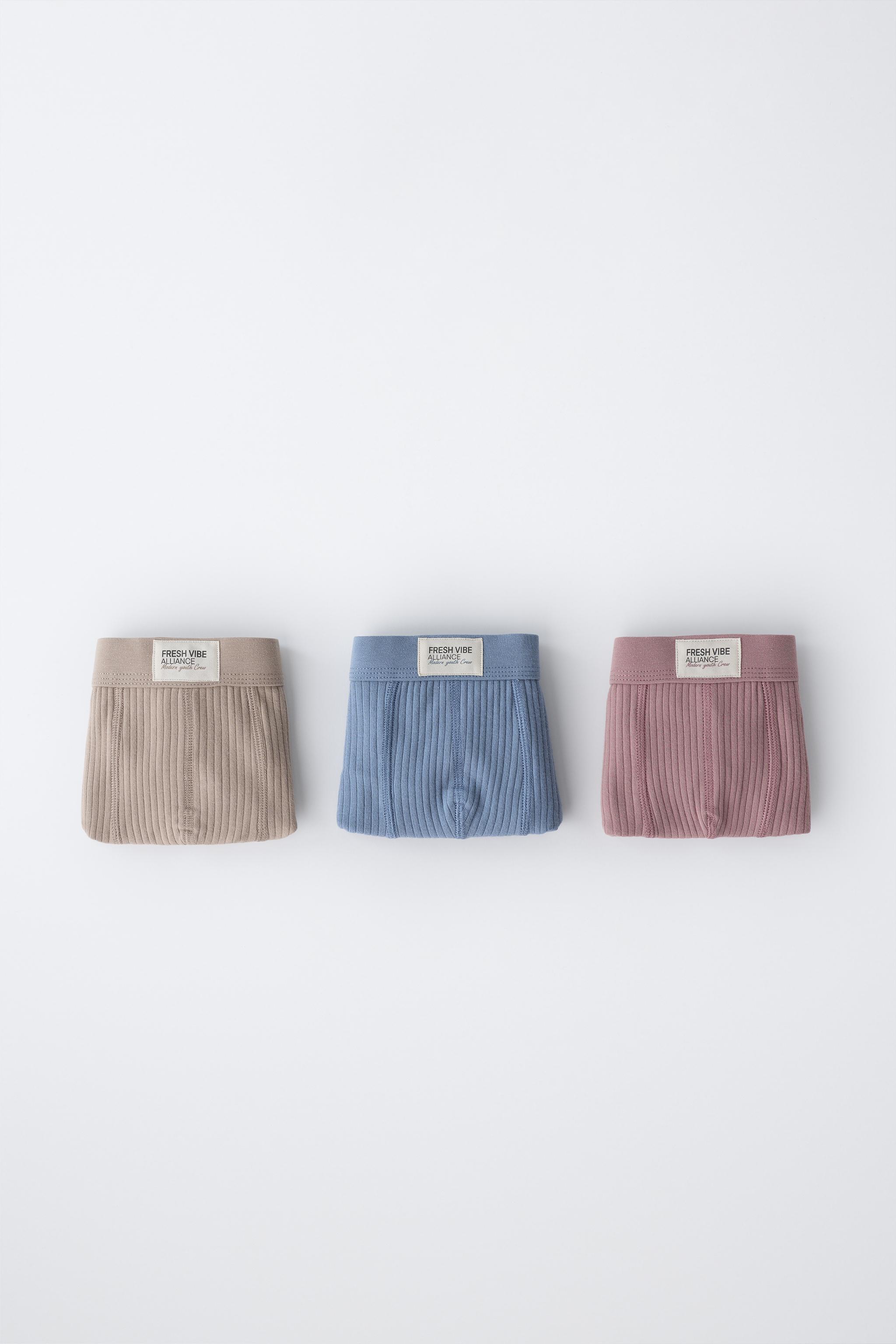 6-14 ANS/ LOT TROIS BOXERS CÔTELÉS ÉTIQUETTE